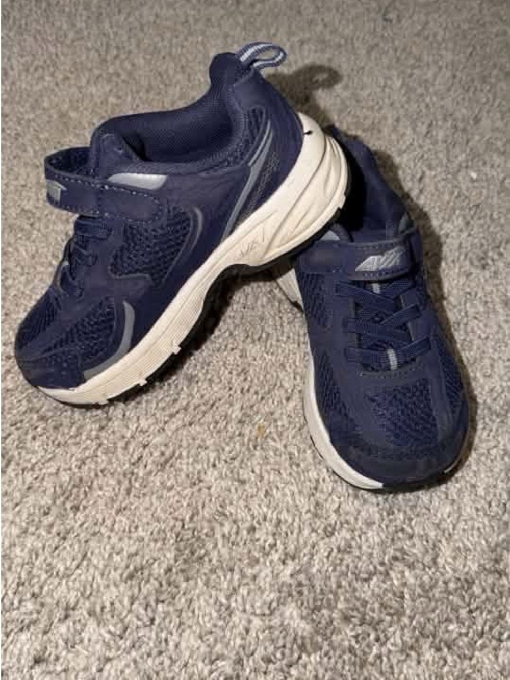 Avia Navy and White Kids Sneaker with Hook-and-Loop Strap